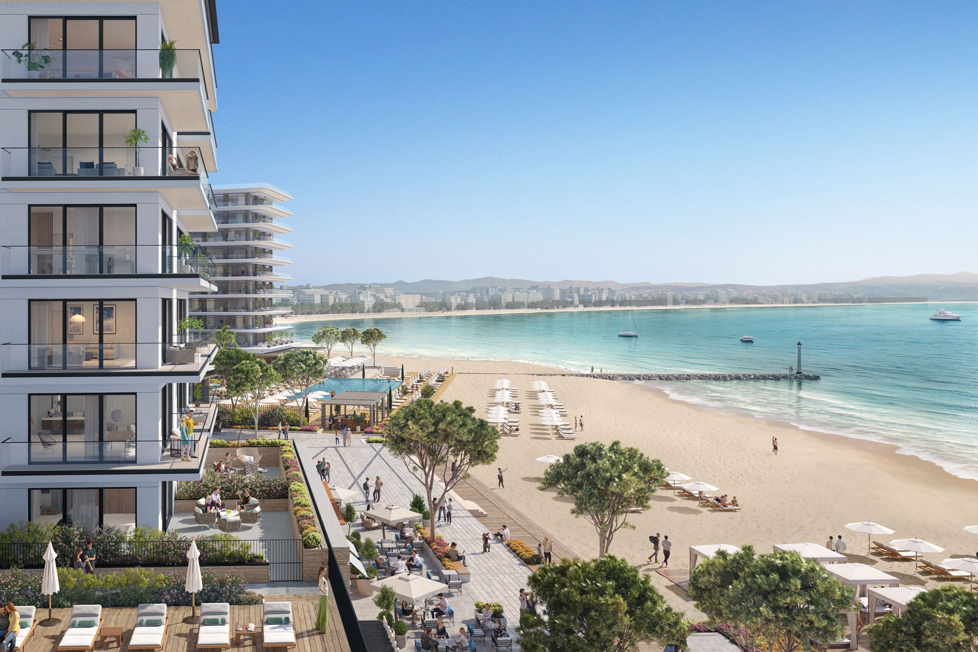 Visualisation of the beachfront promenade and residences planned at Durrës Yachts & Marina
